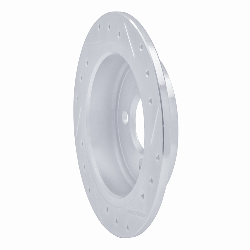 Mini Cooper Clubman Brake Rotor (1) - Rear Left - R1 Concepts - Drilled & Slotted - Silver - `02-`15